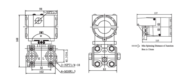 Dimensions of Capacitance Pressure Transmitter