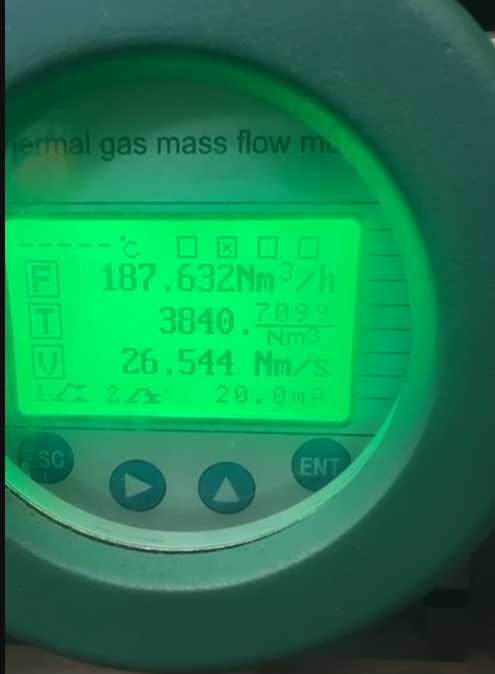 Meter aliran jisim terma dengan kadar aliran normal Thermal mass flow meter with normal flow rates