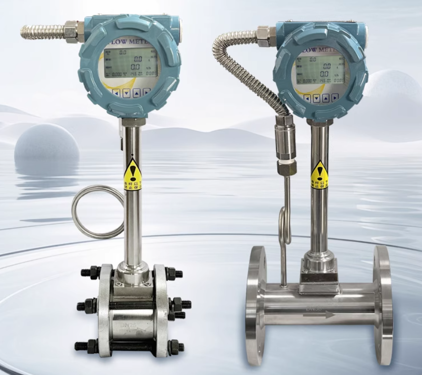 meter aliran vorteks dengan pampasan suhu dan tekanan untuk jisim terma vortex flow meter with temperature and pressure compensation for thermal mass